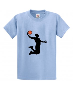 Basketball Silhouette Jump Classic Unisex Kids and Adults T-Shirt